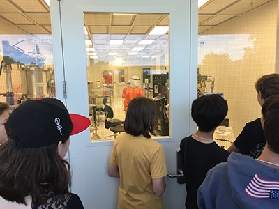 Students touring one of Birck's clean rooms.
